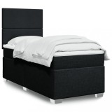 VidaXL Pat box spring cu saltea, negru, 90x200 cm, textil