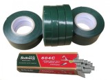Set 10.000 capse 604C si 20 buc banda verde pentru aparat de legat via vita de vie via, 11mm, 21m, flexibila