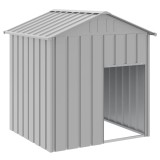 Casa caine &amp; acoperis gri deschis 117x103x123cm otel galvanizat