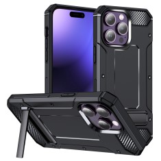 Husa antisoc compatibila apple iphone 15 pro, kickstand, negru foto