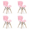 Set 4 scaune stil scandinav, Artool, Lago, piele ecologica, lemn, roz, 47x52x73 cm