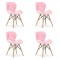 Set 4 scaune stil scandinav, Artool, Lago, piele ecologica, lemn, roz, 47x52x73 cm