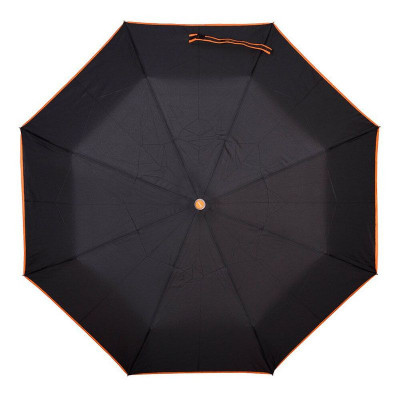 Umbrela telescopica, neagra cu margine portocalie, deschidere si inchidere automata, diametru 102cm foto