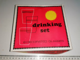 Rare = CUTIE SET CU 6 PAHARE DIN STICLA , ANII 60