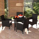 vidaXL Set mobilier de grădină cu perne, 5 piese, negru, poliratan 3094974