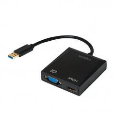 Adaptor USB 3.0 (T) - HDMI (M) / VGA (M), Logilink UA0234