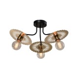 Candelabru Industrial Dragon 3 Klausen Metal Negru si Alama Satinata 50x30 cm, Corp Iluminat Modern 3xE27 pentru Living sau Dining, Design Elegant