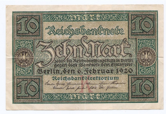 Germania Mark 06.02.1920 K - Reichsbank, Y6285416, P-67a