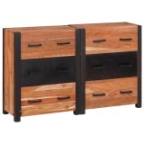 Bufet 3 buc. Maro 110 x 30 x 75 cm Lemn Solid de Acacia