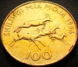 Cumpara ieftin Moneda exotica 100 SHILINGI - TANZANIA, anul 1994 * cod 2451, Africa