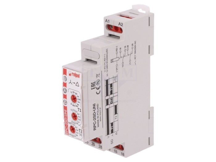 Timer Programabil DPDT 1s-1h, 12-240VAC/24VDC, RPC-2SD-UNI