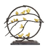 Pasarele in copac-statueta din bronz pe un soclu din marmura TBE-10, Animale
