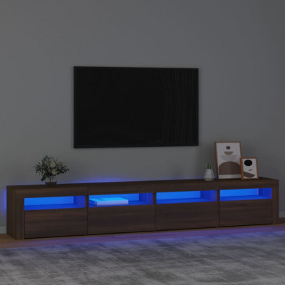 vidaXL Comodă TV cu lumini LED, stejar maro, 240x35x40 cm foto