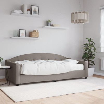 vidaXL Pat de zi cu saltea, gri taupe, 90x200 cm, textil 3197515 foto
