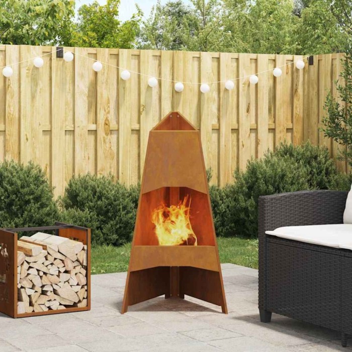 vidaXL Vatră de foc, piramidă, 50x45x95 cm, oțel corten