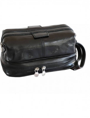 Portfard, necessaire, trusa cosmetice, piele naturala, neagra, B120 foto