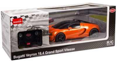 MASINA CU TELECOMANDA BUGATTI GRAND SPORT VITESSE PORTOCALIE CU SCARA 1 LA 18 foto