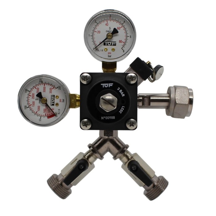Druckminderer, Druckregler, Druckreduzierventil - CO2 f&uuml;r Bier Zapfanlage 3 bar, 2-leitig
