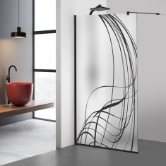 Paravan dus walk-in Aqua Roy Black, model Lava negru, sticla 8 mm mata, securizata, anticalcar, 70x195 cm