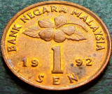 Cumpara ieftin Moneda exotica 1 SEN - MALAEZIA, anul 1992 * cod 3477 = A.UNC, Asia