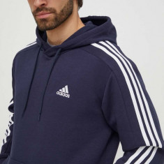 adidas bluză bărbați, culoarea bleumarin, cu glugă, cu imprimeu IJ6473