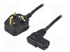 Cablu alimentare AC, 1.5m, 3 fire, culoare negru, BS 1363 (G) mufa, IEC C13 mama 90&amp;deg;, LIAN DUNG - foto