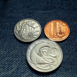 # Lot 1, 10, 20 Cent Cents 1980 - 1981 Singapore / 3 monede / fauna marina