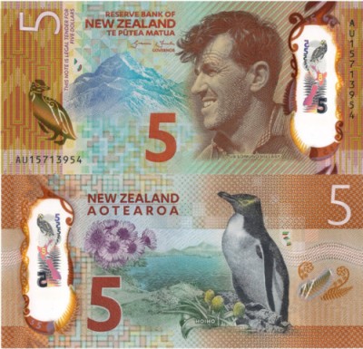 NOUA ZEELANDA 5 dollars 2015 polymer UNC!!! foto