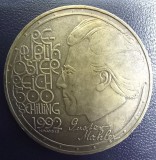 (S) MONEDA DIN ARGINT AUSTRIA - 500 SCHILLING 1992 - GUSTAV MAHLER, VALOARE NOMINALA MARE, ARGINT 925