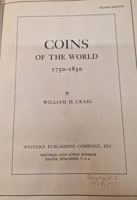 Coins of the world 1750 - 1850 William D. Craig