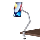 Suport tableta, iPad, monitor, unghi reglabil, H20-60 cm, aluminiu, argintiu, obralix&reg;