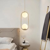 Cumpara ieftin Lustra pe cablu, 2 globuri sticla alba, dulie E27, corp auriu, lungime reglabila maxim 1.2 m
