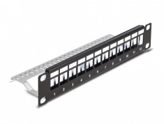 Patch panel 10" 1U pentru 12 x Keystone Negru, Delock 66874