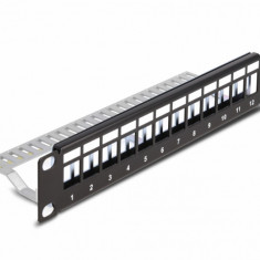 Patch panel 10" 1U pentru 12 x Keystone Negru, Delock 66874