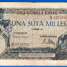 (38) BANCNOTA ROMANIA - 100.000 LEI 1946 (20 DECEMBRIE 1946), FILIGRAN ORIZONTAL