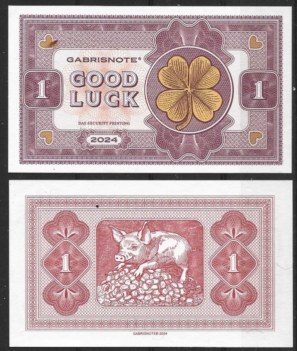 !!! BANCNOTA MATEJ GABRIS - ONE GOOD LUCK , IN ENGLEZA - 2024 - UNC