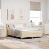 Cumpara ieftin Pat cu Saltea cu Arcuri cu saltea Crem 140 x 200 cm țesătură