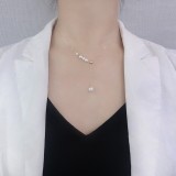 Cumpara ieftin Colier Tip Cravata din Argint 925 Placat cu Aur Roz si Perle Naturale