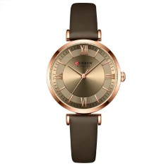 Ceas Dama CURREN Maro-Auriu , Ceas Elegant cu Cadran Auriu, Carcasa Aurie si Curea din Piele Maro