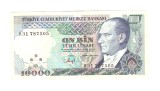 Bancnota Turcia 10000 lire 1993, seria K, stare buna