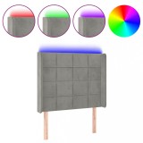 Cumpara ieftin Tablie de pat cu LED, gri deschis, 93x16x118/128 cm, catifea