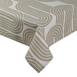 Față de masă, Model Linii, Culoare Bej, Dimensiuni 180x140cm, Compoziție 60% Bumbac 40% Poliester, Oem