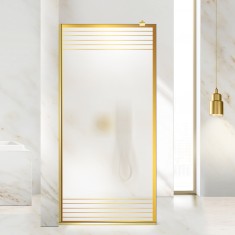 Paravan dus walk-in Aqua Roy Gold, model Fence auriu, sticla 8 mm mata, securizata, anticalcar, 70x195 cm
