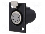 Conector XLR soclu mamă PIN 5 cu buton lipire neagră metal CLIFF