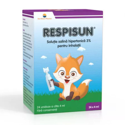 Respisun solutie salina hipertonica 3%, 24 unidoze, Sun Wave Pharma foto