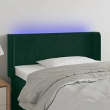 vidaXL Tăblie de pat cu LED, verde &icirc;nchis, 93x16x78/88 cm, catifea 3122995