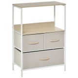 HOMCOM Comodă mobilier de depozitare cu 3 sertare material textil, raft și blat superior, 58L x 29l x 81,5H cm | Aosom Romania