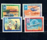 DPR Korea 1977 - Transport, avion, tren, elicopter, serie neștampilata