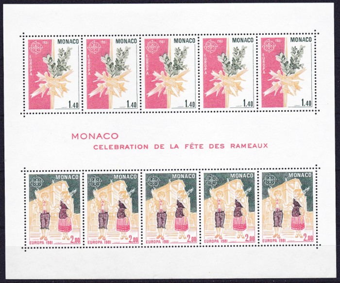 DB1 Monaco 1981 Europa Copii MS MNH