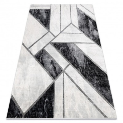 Exclusiv EMERALD covor 81953 glamour, stilat, marmură, geometric negru / argint , 80x150 cm foto